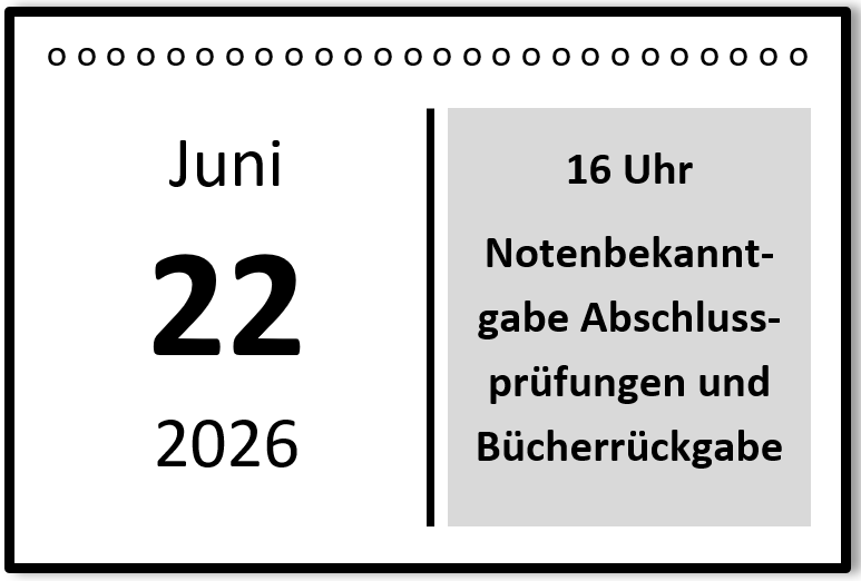 Notenbekanntgabe 2026 am 22.06.2026 um 16 Uhr